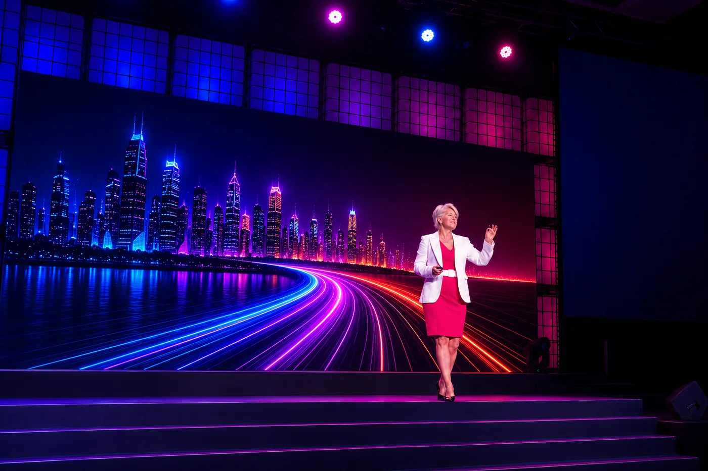 Lynn Baker - Customer Experience Speaker delivering a keynote on stage